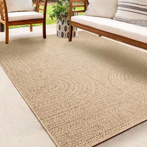 Merinos Karpet24 Kenzy Buitentapijt met jute look| Rechthoekig met regenboogmotief | natuurlijke look voor tuin, balkon of terras | Weer- en UV-bestendig Tuintapijt-80 x