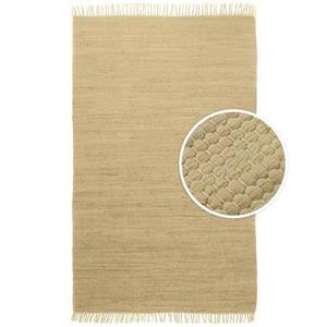 Tapeso Kelim vloerkleed effen handweef Bomull - beige - 90x160 cm