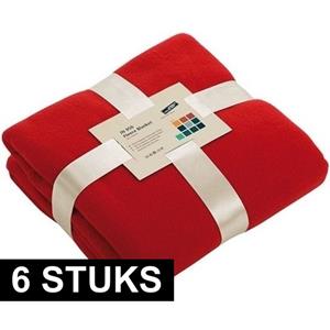James & Nicholson 6x Fleece dekens/plaids rood 130 x 170 cm -
