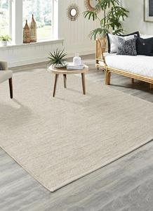 Merinos Karpet24 Stockholm glad geweven handgemaakt wollen vloerkleed Cream Beige-70x240