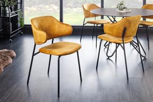 Invicta Interior Design stoel Vogue Fluweel mosterdgeel zwart/ 43153