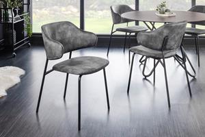 Invicta Interior Design stoel Vogue Fluweel grijs zwart/ 43151