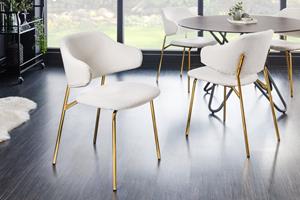 Invicta Interior Design stoel VOGUE Alpine wit Gouden Teddystoff/ 43148