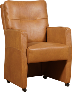 ShopX Leren eetkamerfauteuil sharp 12.5 bruin, bruin leer, bruine keukenstoelen