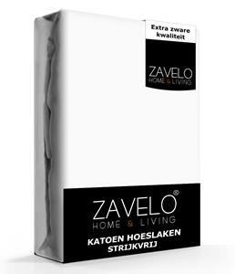 Zavelo Hoeslaken Katoen Strijkvrij Wit-1-persoons (90x200 cm)