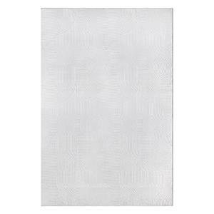 Merinos Karpet24 Stilo modern pluizig laagpolig tapijt, antislip onderkant, heerlijk zacht, 3d look, Gebroken wit-80 x 150 cm