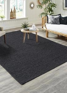 Merinos Karpet24 Copenhagen glad geweven handgemaakt wollen vloerkleed Antraciet-90x160