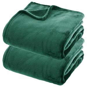Atmosphera Fleece dekens/fleeceplaids - 2x - smaragd groen - 180 x 230 cm - polyester - bankdeken -