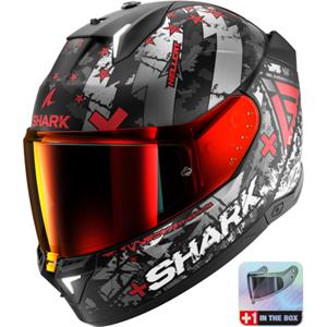 SHARK Skwal i3 Hellcat, Integraalhelm, Mat Zwart-Chroom-Rood KUR
