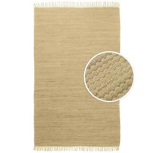 Tapeso Kelim vloerkleed effen handweef Bomull - beige - 160x230 cm