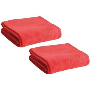 2x Fleece dekens/plaids rood 120 x 150 cm -