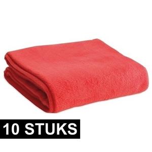 10x Fleece dekens/plaids rood 120 x 150 cm -