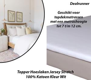 Dealrunner Topper Hoeslaken Jersey Stretch 100% Katoen Kleur Wit