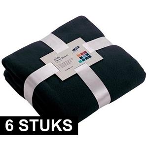 James & Nicholson 6x Fleece dekens/plaids marineblauw 130 x 170 cm -