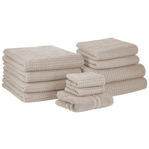 BELIANI Handdoek set van 11 katoen beige AREORA