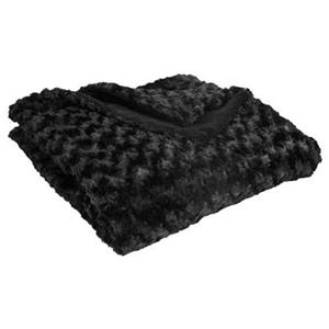 ATMOSPHERA Sprei|deken|plaid - zwart - polyester - 120 x 160 cm - gekn