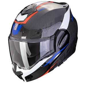 Scorpion Exo-Tech Evo Carbon Rover Zwart Rood Blauw Systeemhelm