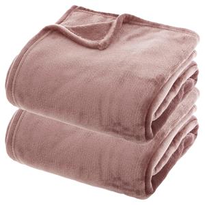 Atmosphera Fleece dekens/fleeceplaids - 2x - oud roze - 180 x 230 cm - polyester - bankdeken -