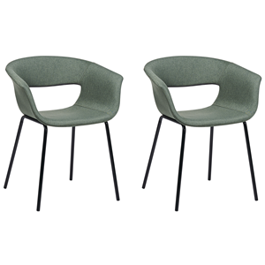beliani Esszimmerstühle 2er Set Dunkelgrün mit Schwarzen Beinen Modernes Design für Esszimmer Essbereich Küche Wohnzimmer - Grün