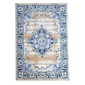 FlyCarpets Sarande Vintage Beige | Geel | Blauw Vloerkleed Medaillon