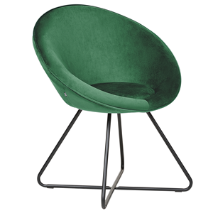 beliani Sessel rund Samtstoff grün mit Kufengestell Metall schwarz Retro-Design Floby II - Grün