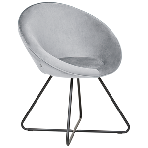 beliani Sessel rund Samtstoff grau mit Kufengestell Metall schwarz Retro-Design Floby ii - Grau