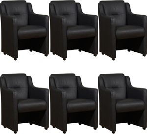 ShopX Leren eetkamerfauteuil mass, zwart leer, zwarte keukenstoelen