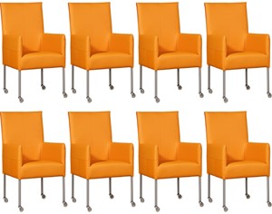 ShopX Leren eetkamerstoel spark, oranje leer, oranje keukenstoelen