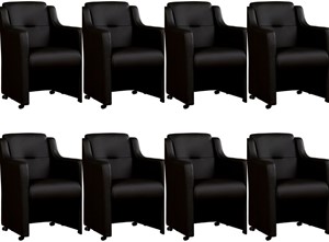 ShopX Leren eetkamerfauteuil mass, zwart leer, zwarte keukenstoelen