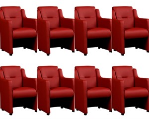 ShopX Leren eetkamerfauteuil mass, rood leer, rode keukenstoelen