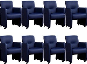 ShopX Leren eetkamerfauteuil pleasure, blauw leer, blauwe keukenstoelen