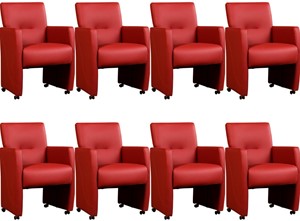 ShopX Leren eetkamerfauteuil pleasure, rood leer, rode keukenstoelen