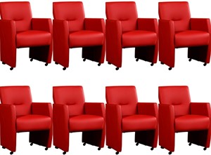 ShopX Leren eetkamerfauteuil pleasure, rood leer, rode keukenstoelen