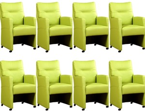 ShopX Leren eetkamerfauteuil sharp, groen leer, groene keukenstoelen