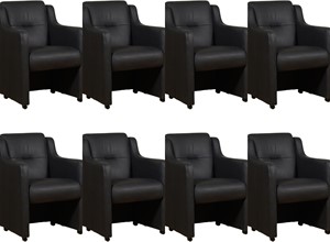 ShopX Leren eetkamerfauteuil mass, zwart leer, zwarte keukenstoelen