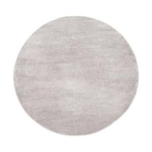 Tapeso Rond vloerkleed effen velours Gala - grijs - 120 cm rond