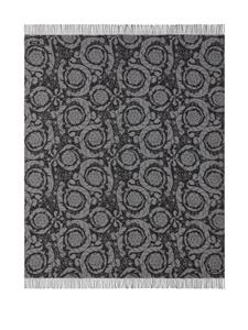 Versace Barocco fringed cashmere blanket (188cm x 146cm) - Grijs