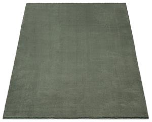 Merinos Karpet24 Loft modern pluizig laagpolig tapijt antislip onderkant, wasbaar tot 30 graden, heerlijk zacht, bontlook, donker olijfgroen-80 x 150 cm