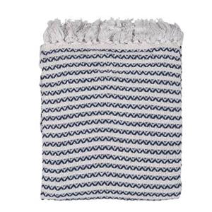 Clayre & Eef Plaid 125x150 cm Beige Blauw Katoen Zigzag Deken