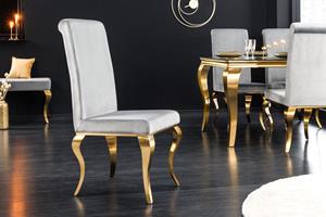 Invicta Interior stoel MODERN BAROCK grijs fluweel gouden stoelpoten - 43384