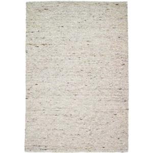 Tapeso Wollen vloerkleed handweef Ylva - beige|grijs - 60x110 cm