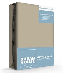 Dreamhouse Hoeslaken Flanel Taupe-160 x 200/210cm