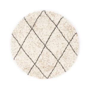 Boho&me Rond hoogpolig vloerkleed geruit Artisan - wit|grijs - 240 cm