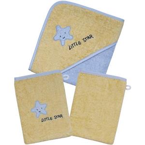 Wörner Handtuch Set Little Star Kapuzenbadetuch mit 2 Waschhandschuhen, Frottier, (Spar-Set, 3-tlg), mit Stickerei Stern mit Schriftzug