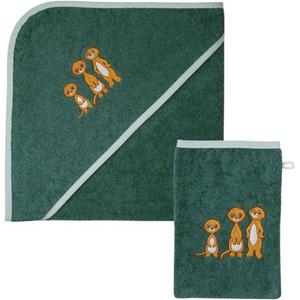 Wörner Handdoekenset Erdmännchen Kapuzenbadetuch 100/100 mit Waschhandschuh