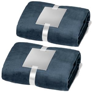 Stricker Fleece dekens/plaids 2 stuks blauw 240 grams polyester 120 x 150 cm -