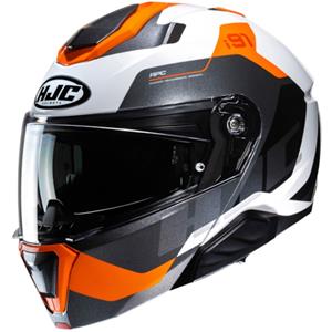 HJC i91 Carst White Orange Modular Helmet Größe