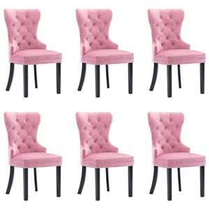 vidaXL Eetkamerstoelen 6 st fluweel roze