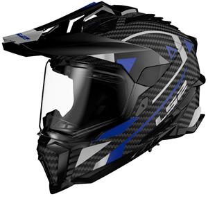 LS2 MX701 Explorer Carbon Adventure Blauw Adventure Helm