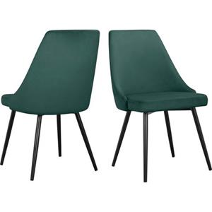 INOSIGN Esszimmerstuhl "Malio", (Set), 2 St., Veloursstoff, eleganter Stuhl mit Rücken und Sitzpolster und schwarzen Metallbeinen